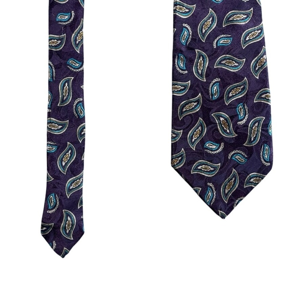 Strathmore Anderson Little Mens Silk Tie Purple Paisley Italian Fabric USA Made